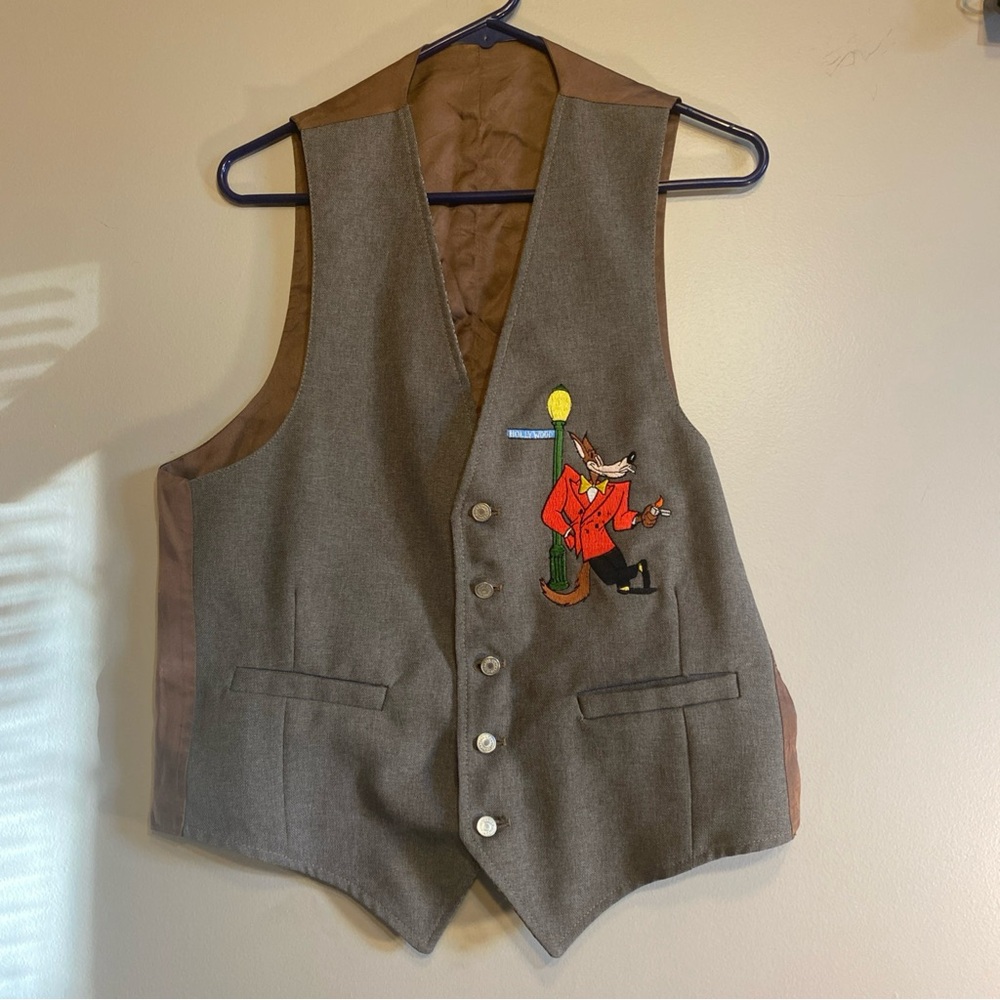Too Cute Guetta Brothers Wool Blend Tex‎ Avery Wolf Super Rare Vest Vintage 90’s